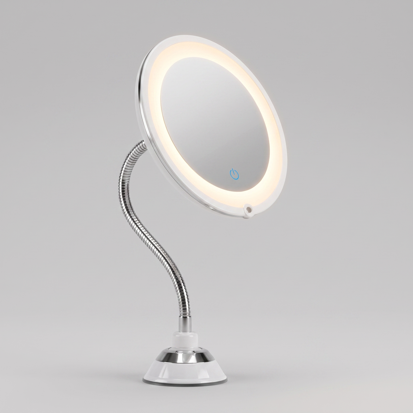 LED magnifying vanity mirror angled