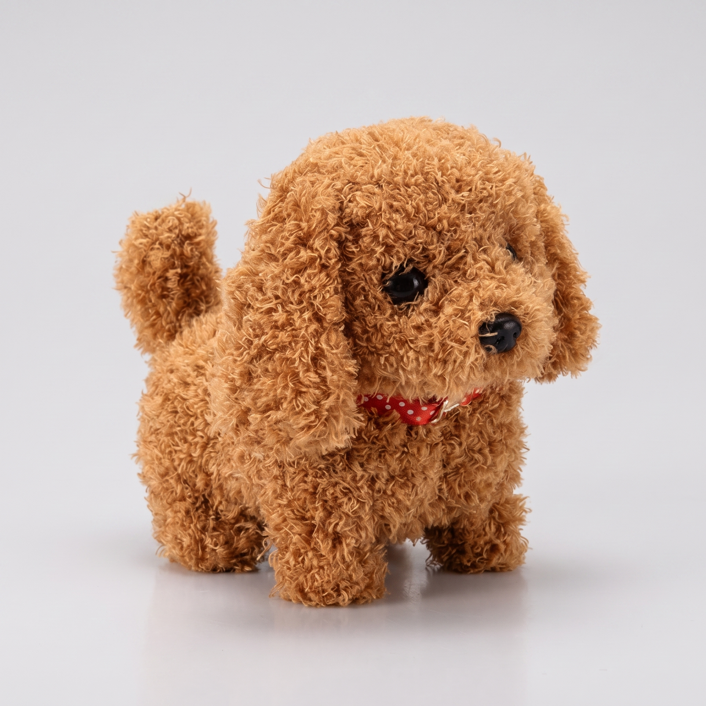 Interactive plush dog angled