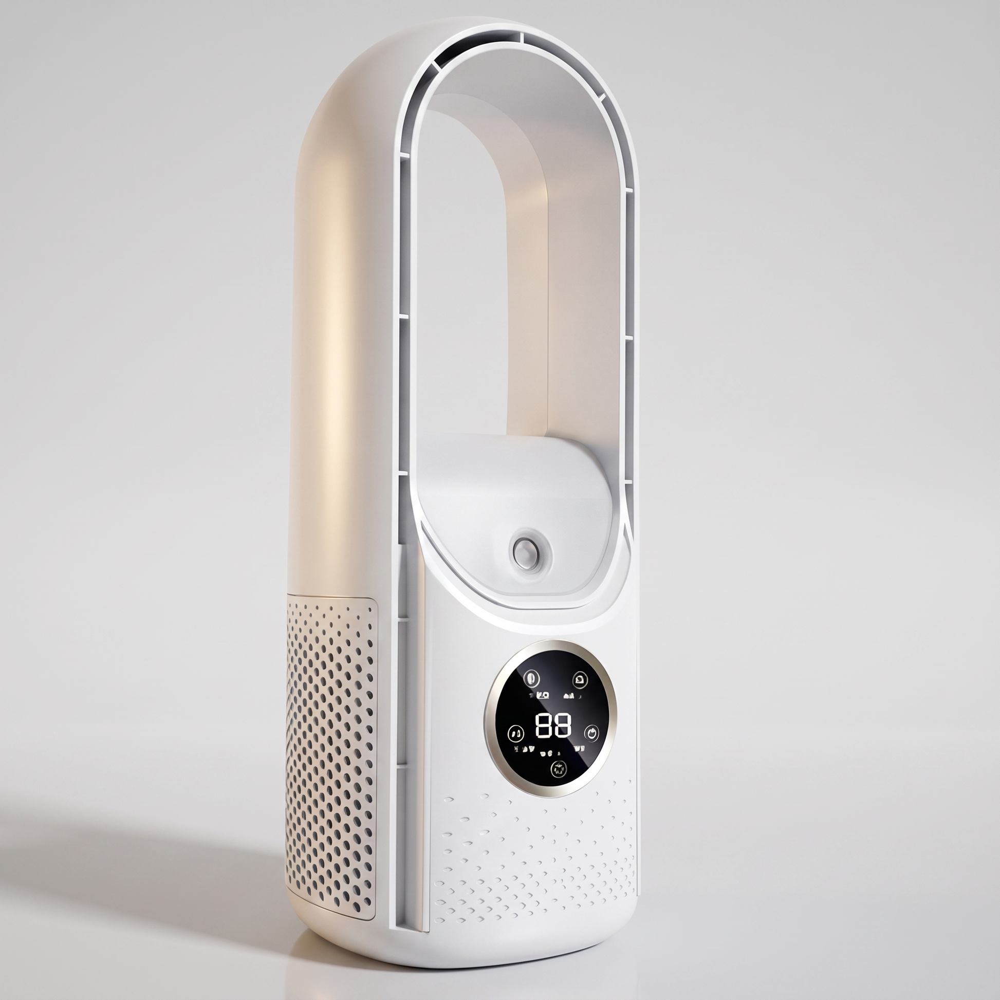 Bladeless portable air conditioner angled view