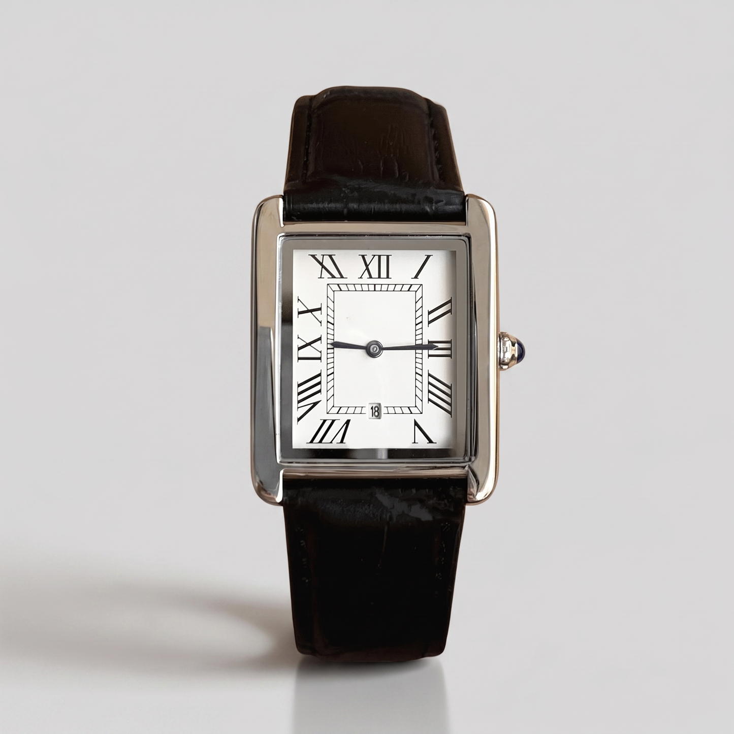 Men's square dress watch front