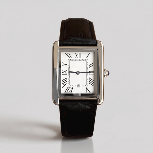 Men's square dress watch front
