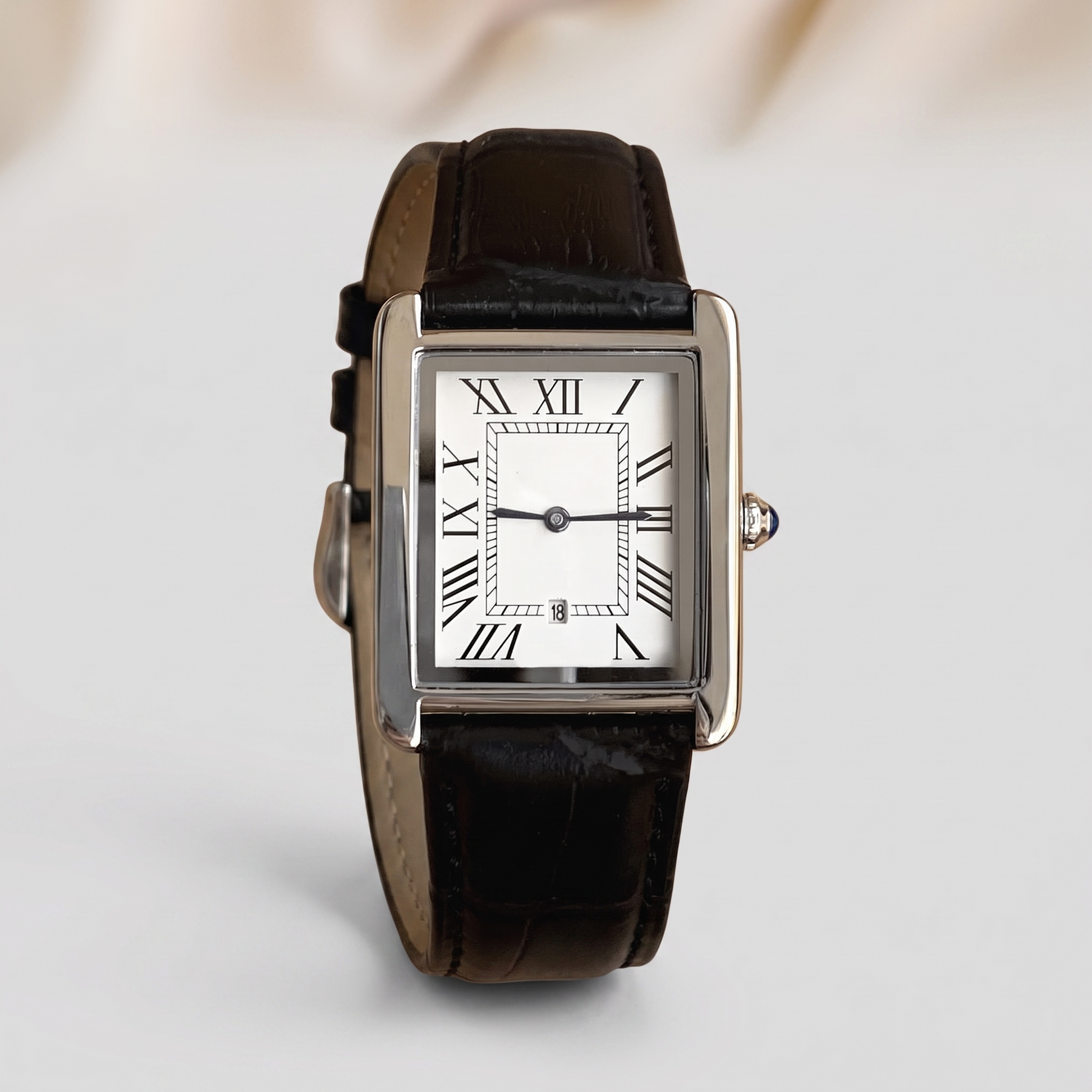 Men's square dress watch angled
