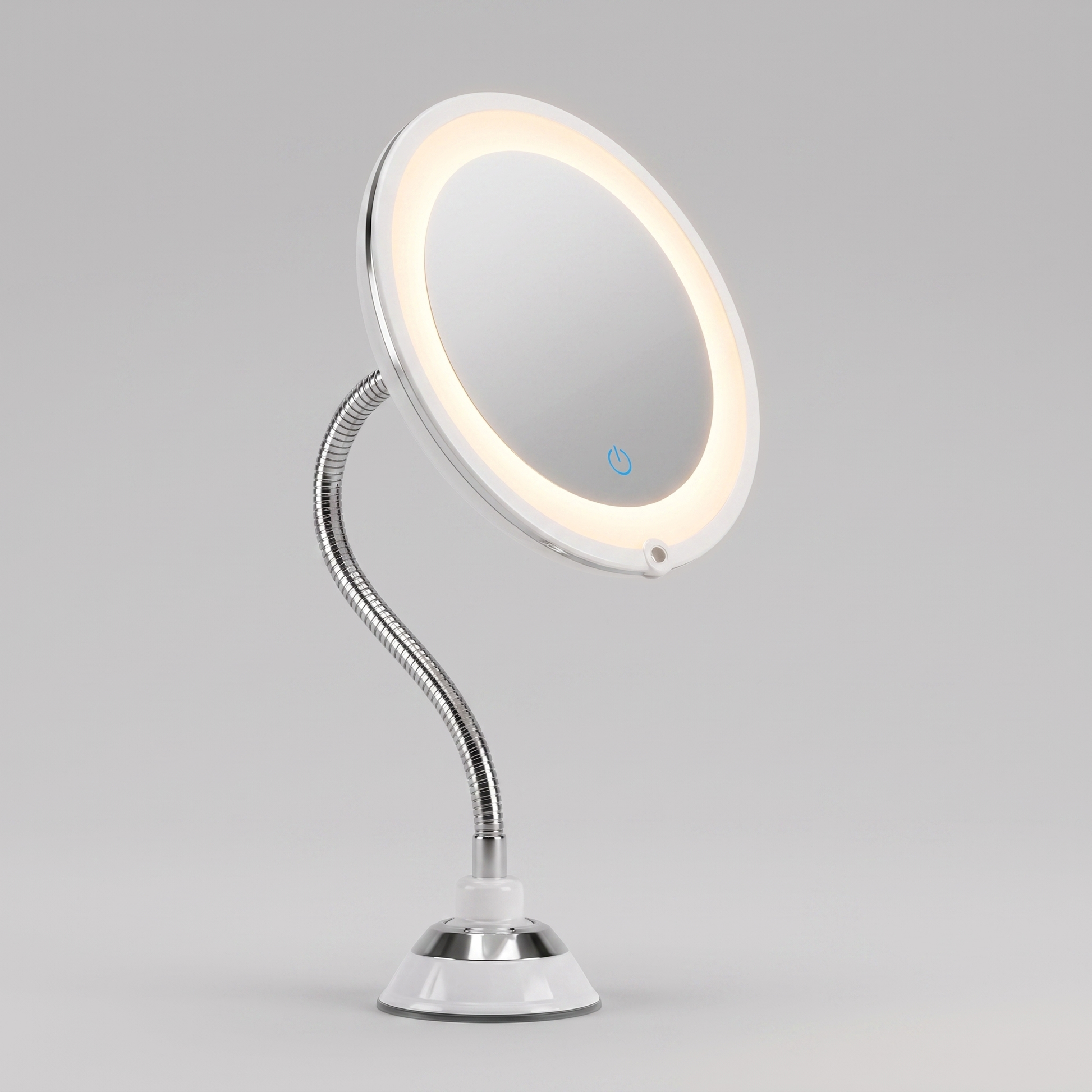 LED magnifying vanity mirror angled