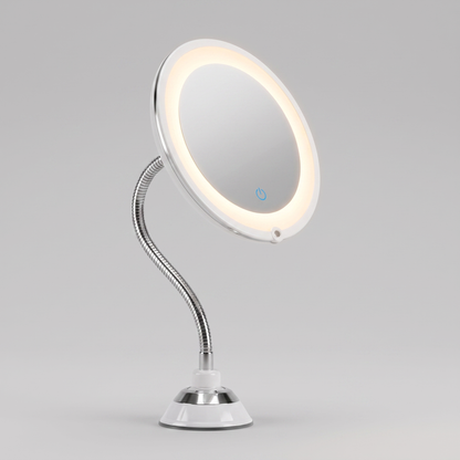LED magnifying vanity mirror angled