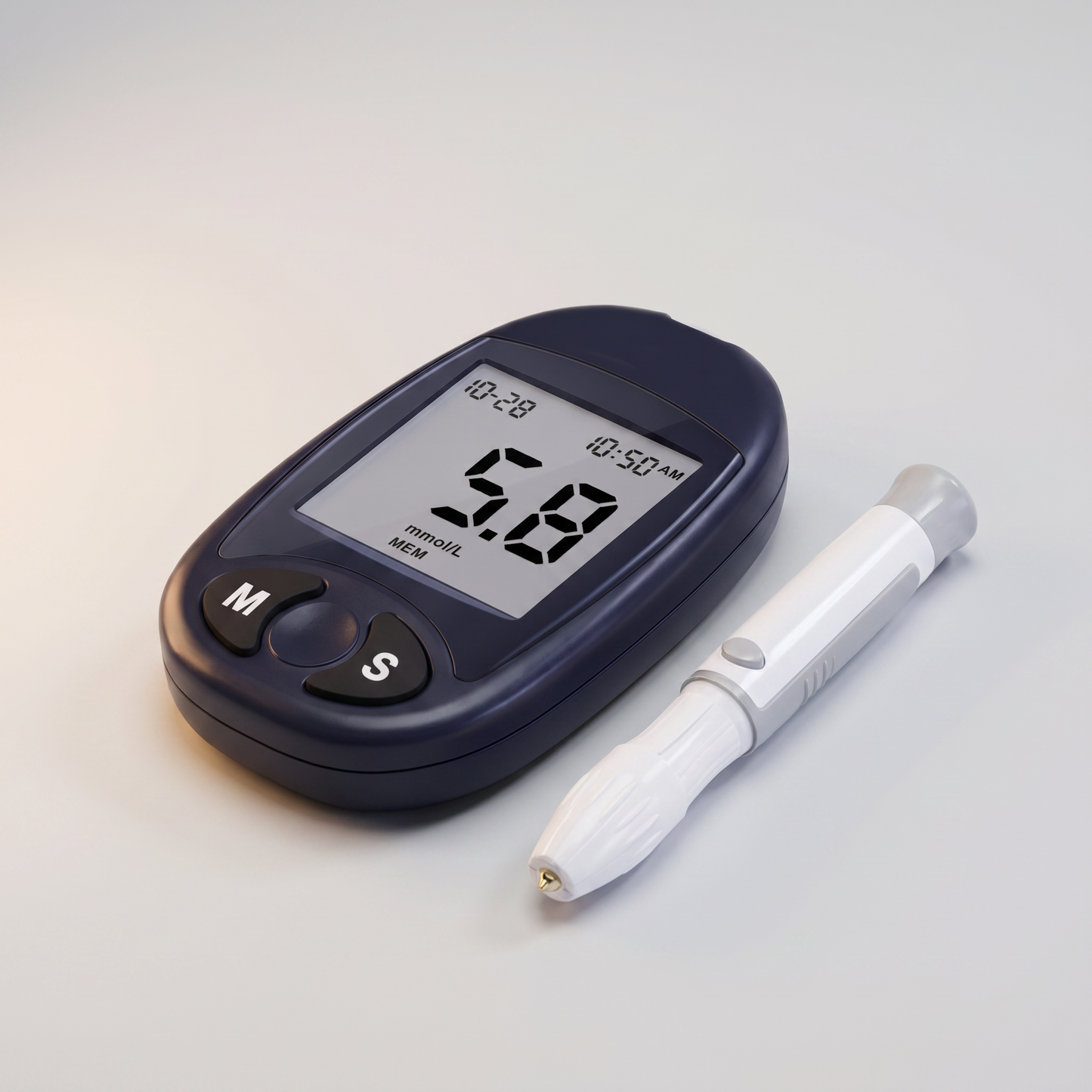 Blood glucose monitor kit angled